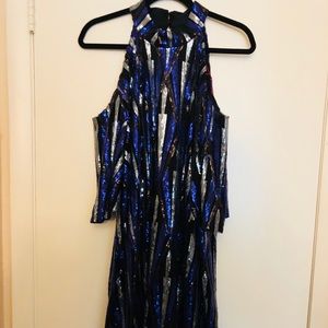 Monif C Sequin Cold Shoulder Dress